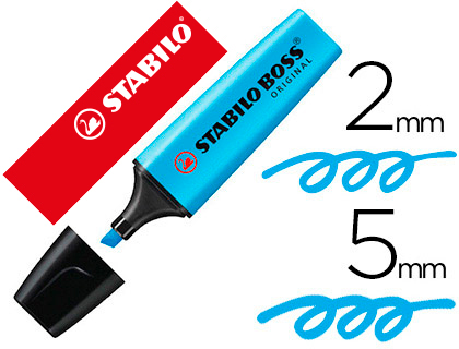 SURLIGNEUR STABILO BOSS TRAC 2/5MM POINTE BISEAUTE ENCRE UNIVERSELLE BASE EAU RSISTANTE LUMIRE COLORIS BLEU