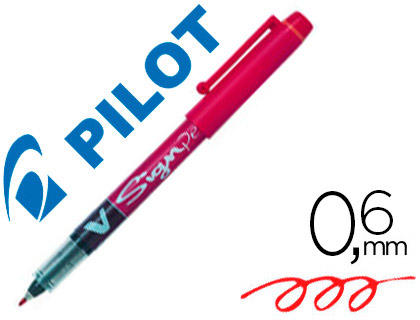 STYLO-FEUTRE PILOT V SIGN PEN CRITURE MOYENNE 0.6MM POINTE FIBRE POLYESTER ENCRE INTENSE LIQUIDE NIVEAU VISIBLE ROUGE