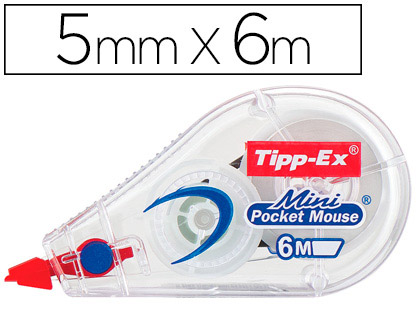 CORRECTEUR TIPP-EX MINI POCKET MOUSE DVIDOIR RUBAN 5MMX6M AVEC FILM PROTECTEUR NIVEAU RUBAN VISIBLE PAQUET INDIVIDUEL