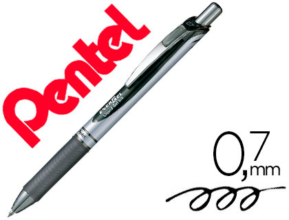 ROLLER PENTEL ENERGEL RTRACTABLE POINTE MOYENNE 0.7MM RECHARGEABLE CLIP MTAL COLORIS NOIR